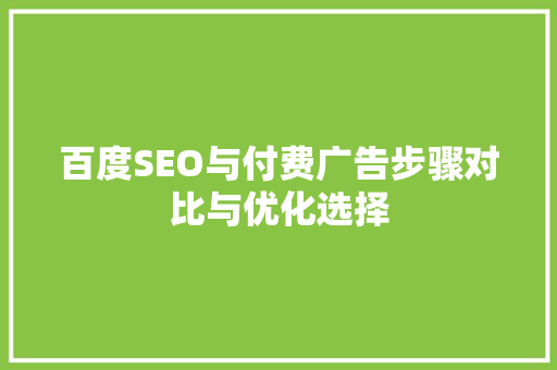 百度SEO与付费广告步骤对比与优化选择