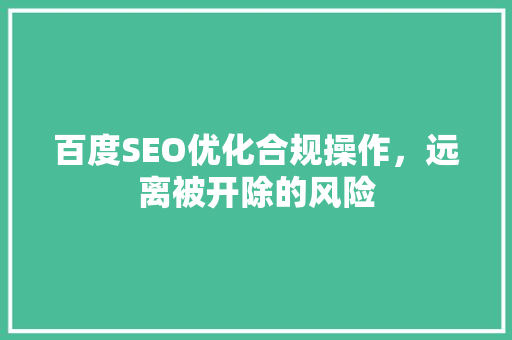 百度SEO优化合规操作，远离被开除的风险