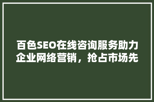 百色SEO在线咨询服务助力企业网络营销，抢占市场先机