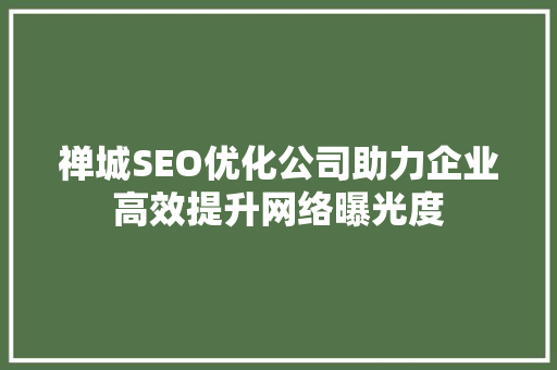 禅城SEO优化公司助力企业高效提升网络曝光度