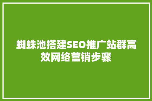 蜘蛛池搭建SEO推广站群高效网络营销步骤