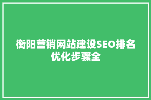 衡阳营销网站建设SEO排名优化步骤全  第1张