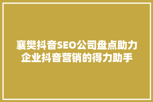 襄樊抖音SEO公司盘点助力企业抖音营销的得力助手  第1张