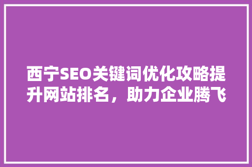 西宁SEO关键词优化攻略提升网站排名，助力企业腾飞