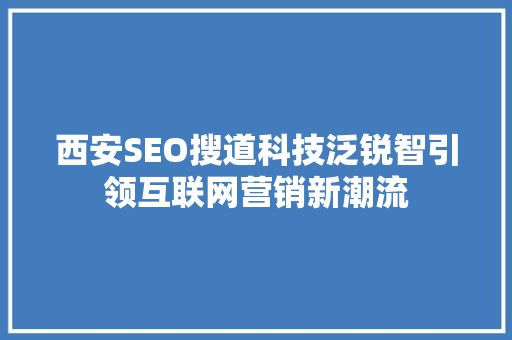 西安SEO搜道科技泛锐智引领互联网营销新潮流
