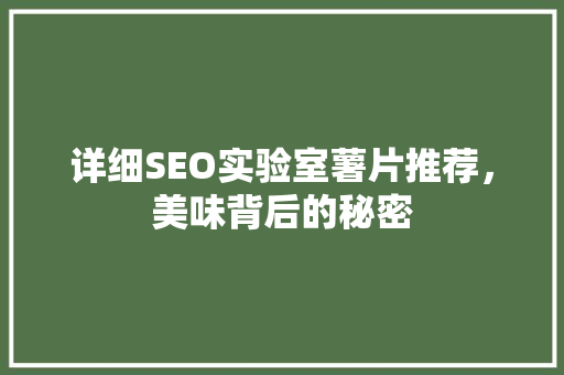 详细SEO实验室薯片推荐，美味背后的秘密