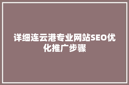 详细连云港专业网站SEO优化推广步骤