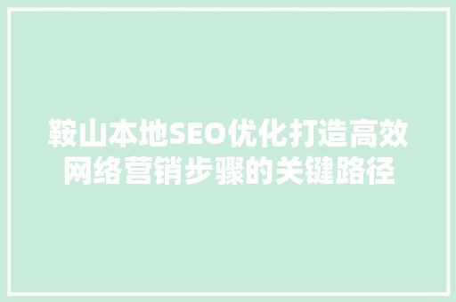 鞍山本地SEO优化打造高效网络营销步骤的关键路径
