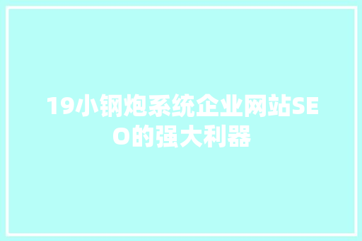 19小钢炮系统企业网站SEO的强大利器