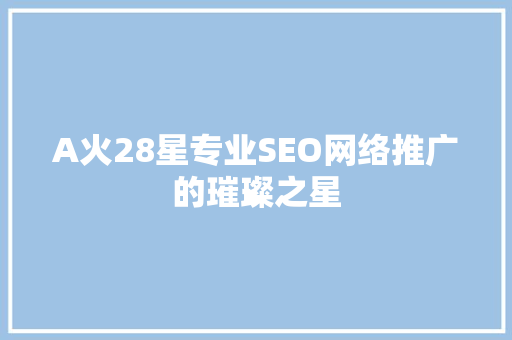 A火28星专业SEO网络推广的璀璨之星