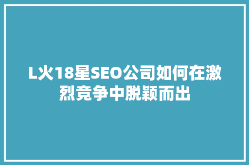L火18星SEO公司如何在激烈竞争中脱颖而出