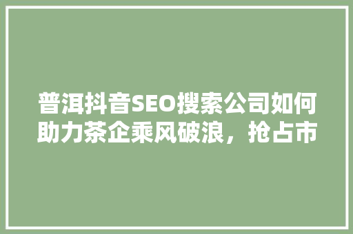 普洱抖音SEO搜索公司如何助力茶企乘风破浪，抢占市场先机