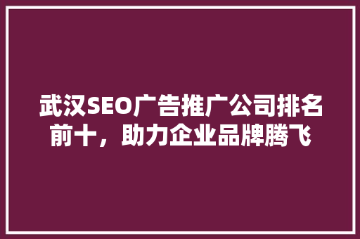 武汉SEO广告推广公司排名前十，助力企业品牌腾飞