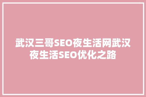 武汉三哥SEO夜生活网武汉夜生活SEO优化之路