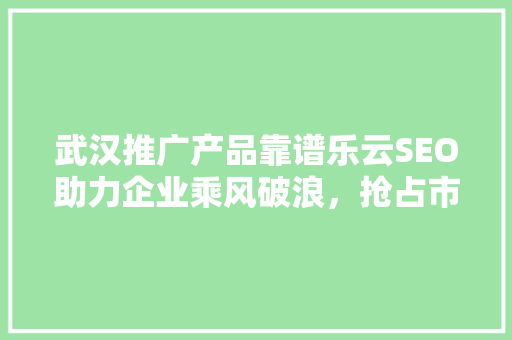 武汉推广产品靠谱乐云SEO助力企业乘风破浪，抢占市场先机