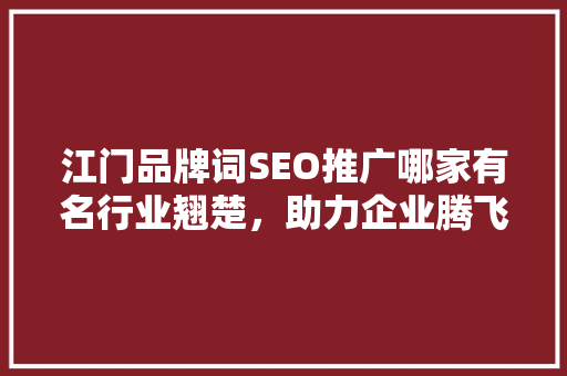 江门品牌词SEO推广哪家有名行业翘楚，助力企业腾飞