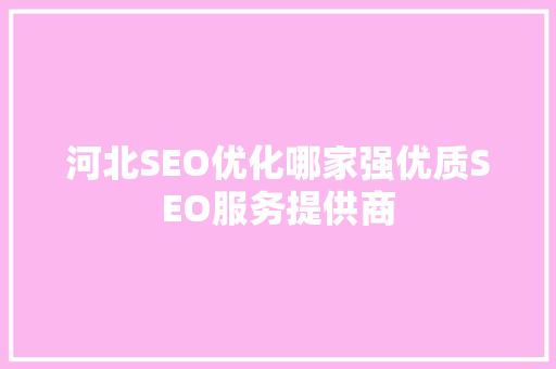 河北SEO优化哪家强优质SEO服务提供商