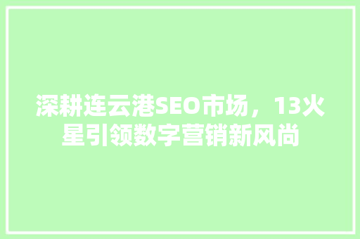 深耕连云港SEO市场，13火星引领数字营销新风尚