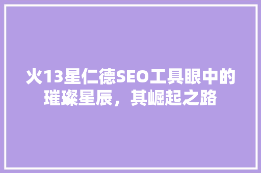 火13星仁德SEO工具眼中的璀璨星辰，其崛起之路