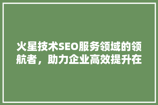 火星技术SEO服务领域的领航者，助力企业高效提升在线影响力