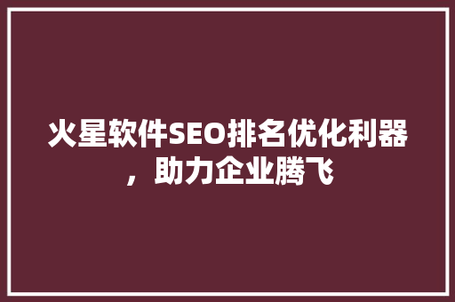 火星软件SEO排名优化利器，助力企业腾飞