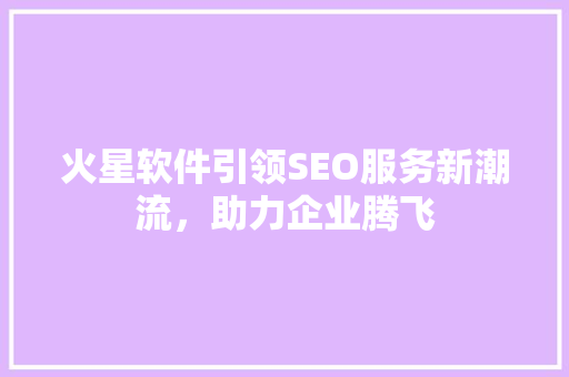 火星软件引领SEO服务新潮流，助力企业腾飞