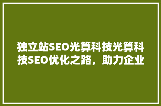 独立站SEO光算科技光算科技SEO优化之路，助力企业高效获客