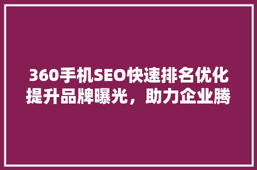 360手机SEO快速排名优化提升品牌曝光，助力企业腾飞