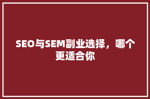 SEO与SEM副业选择，哪个更适合你
