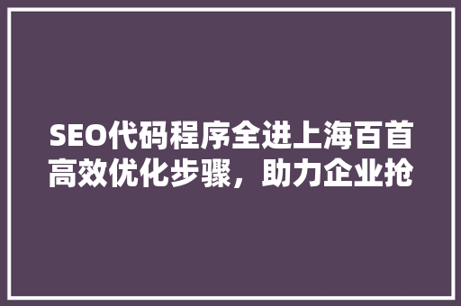 SEO代码程序全进上海百首高效优化步骤，助力企业抢占市场先机  第1张