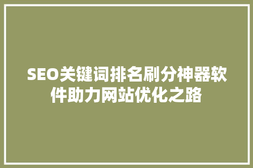 SEO关键词排名刷分神器软件助力网站优化之路