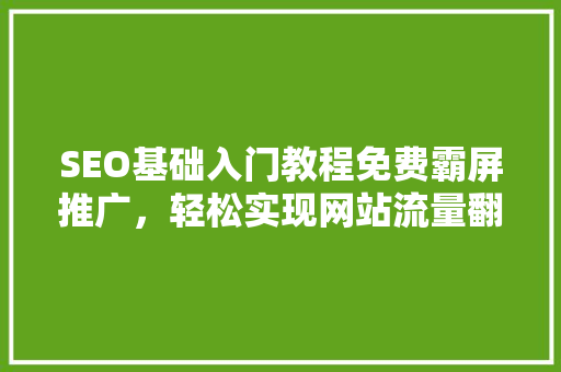 SEO基础入门教程免费霸屏推广，轻松实现网站流量翻倍