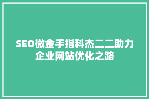 SEO微金手指科杰二二助力企业网站优化之路
