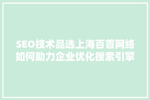 SEO技术品选上海百首网络如何助力企业优化搜索引擎排名  第1张