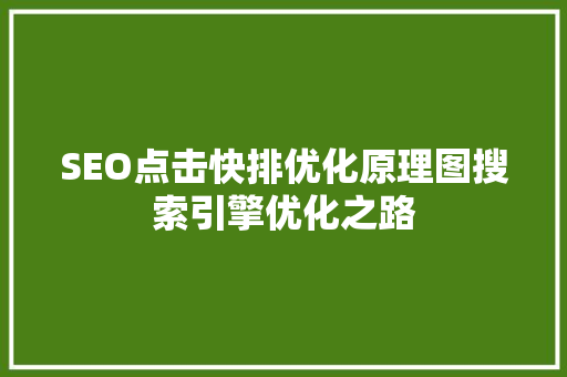 SEO点击快排优化原理图搜索引擎优化之路
