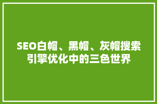 SEO白帽、黑帽、灰帽搜索引擎优化中的三色世界