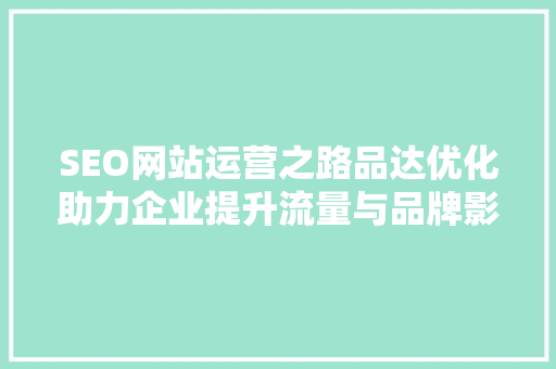 SEO网站运营之路品达优化助力企业提升流量与品牌影响力