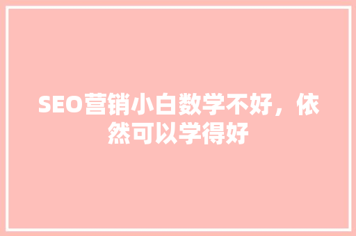 SEO营销小白数学不好，依然可以学得好