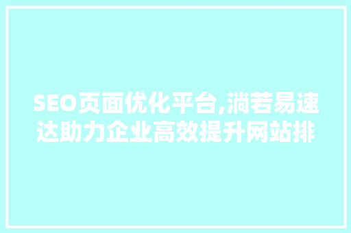 SEO页面优化平台,淌若易速达助力企业高效提升网站排名与流量