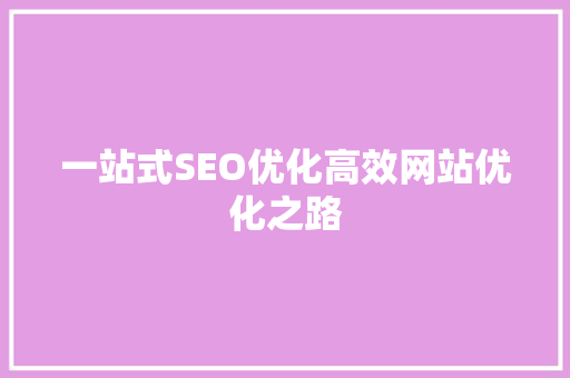 一站式SEO优化高效网站优化之路