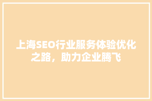 上海SEO行业服务体验优化之路，助力企业腾飞