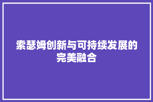 索瑟姆创新与可持续发展的完美融合