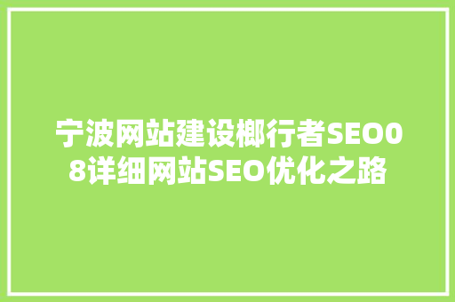 宁波网站建设榔行者SEO08详细网站SEO优化之路