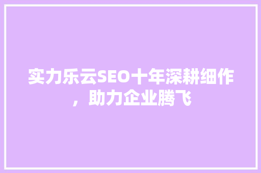 实力乐云SEO十年深耕细作，助力企业腾飞
