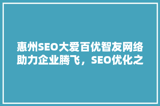 惠州SEO大爱百优智友网络助力企业腾飞，SEO优化之路