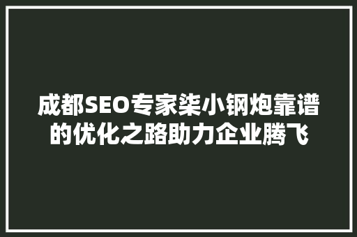 成都SEO专家柒小钢炮靠谱的优化之路助力企业腾飞