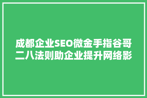 成都企业SEO微金手指谷哥二八法则助企业提升网络影响力