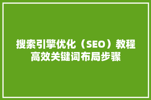 搜索引擎优化（SEO）教程高效关键词布局步骤