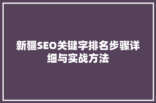 新疆SEO关键字排名步骤详细与实战方法