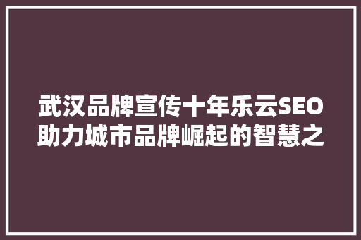 武汉品牌宣传十年乐云SEO助力城市品牌崛起的智慧之路